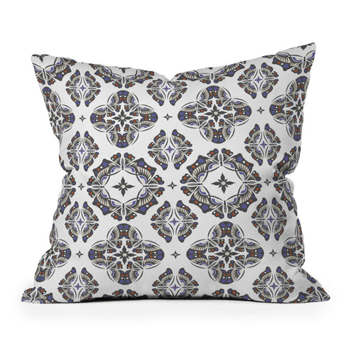 Andi Bird Butterfly Ornamental Beige Throw Pillow