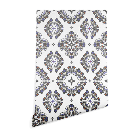 Andi Bird Butterfly Ornamental Beige Wallpaper