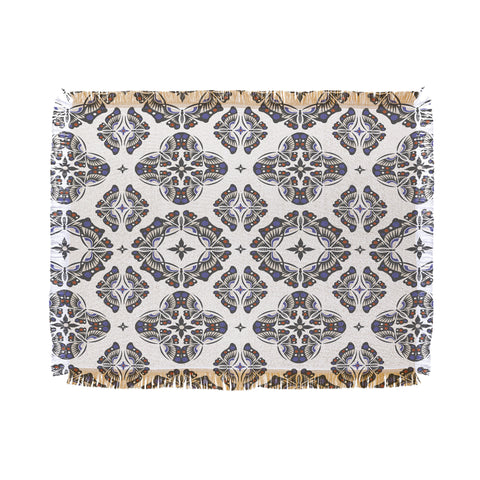 Andi Bird Butterfly Ornamental Beige Throw Blanket