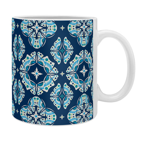Andi Bird Butterfly Ornamental Blue Coffee Mug