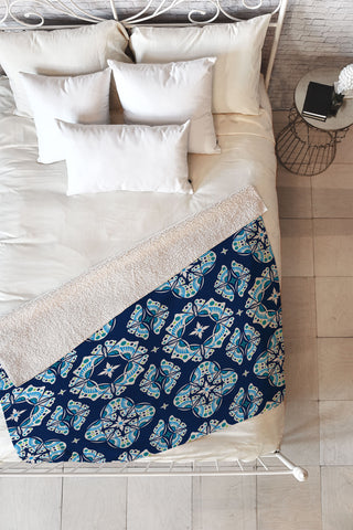 Andi Bird Butterfly Ornamental Blue Fleece Throw Blanket