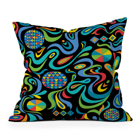 Andi Bird Cartwheel Black Throw Pillow