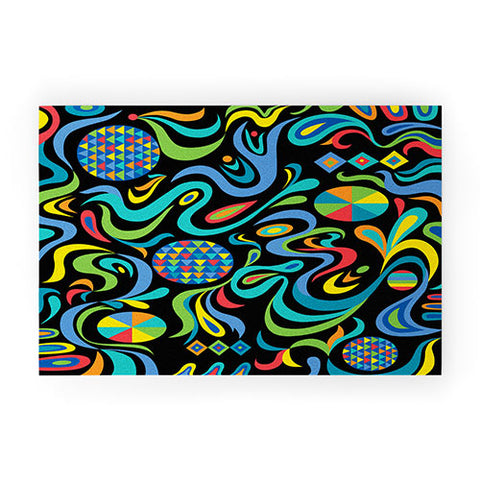 Andi Bird Cartwheel Black Welcome Mat