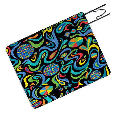 Andi Bird Cartwheel Black Picnic Blanket