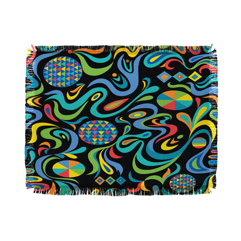 Andi Bird Cartwheel Black Throw Blanket