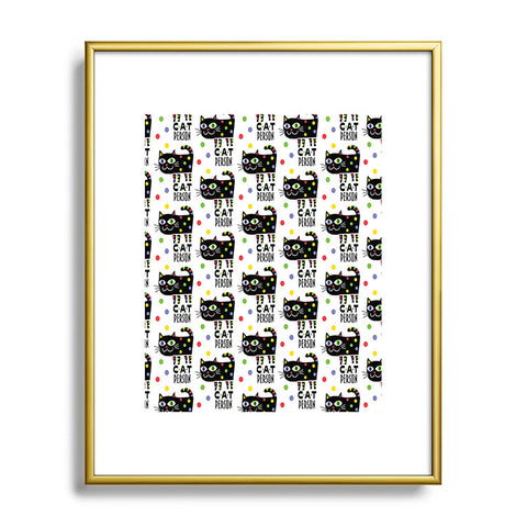 Andi Bird Cat Person Black Metal Framed Art Print