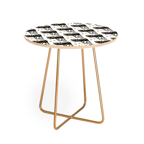 Andi Bird Cat Person Black Round Side Table