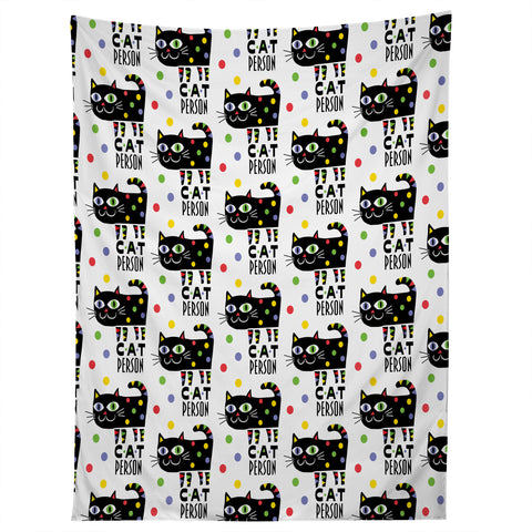 Andi Bird Cat Person Black Tapestry
