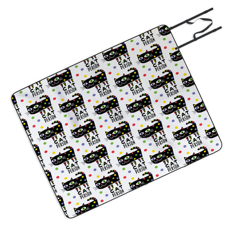 Andi Bird Cat Person Black Picnic Blanket