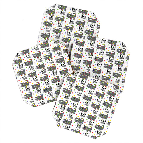 Andi Bird Cat Person Grey Coaster Set