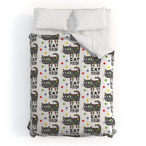 Andi Bird Cat Person Grey Comforter