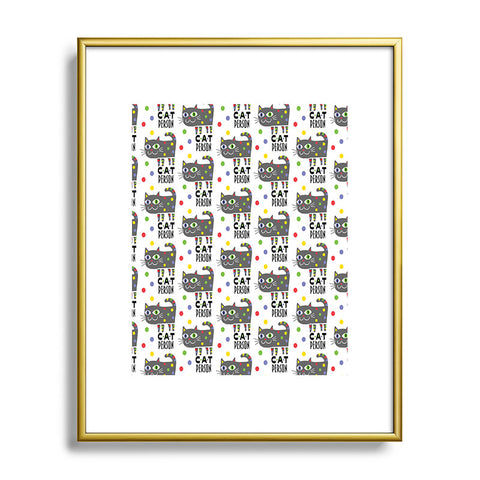 Andi Bird Cat Person Grey Metal Framed Art Print