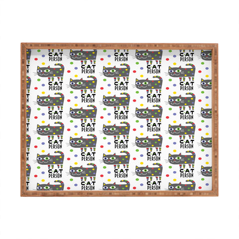 Andi Bird Cat Person Grey Rectangular Tray