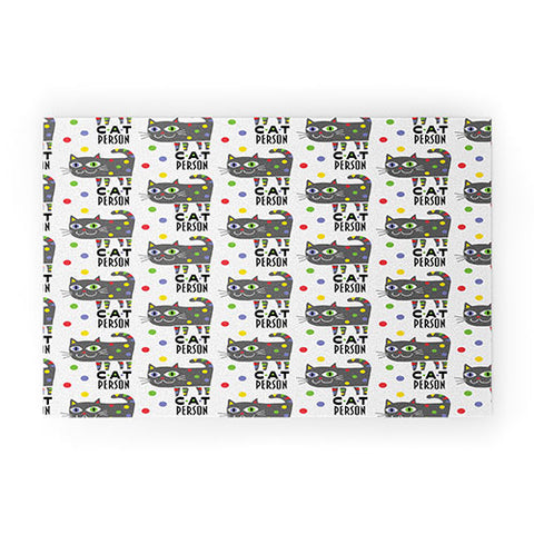 Andi Bird Cat Person Grey Welcome Mat