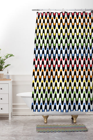 Andi Bird Celebrate Black Shower Curtain And Mat