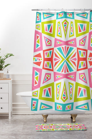 Andi Bird Checkmate Kaleidoscope Shower Curtain And Mat