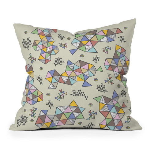 Andi Bird Edgewise Wheat Throw Pillow