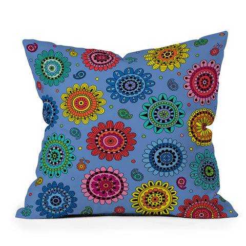 Andi Bird Flowers Of Desire Blue Throw Pillow