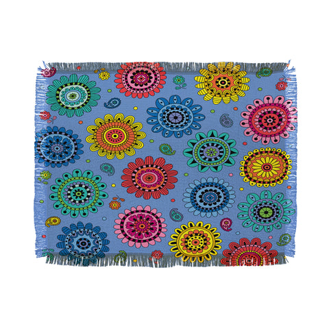 Andi Bird Flowers Of Desire Blue Throw Blanket