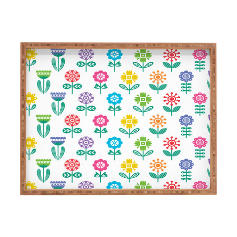 Andi Bird Garden Flowers Rectangular Tray