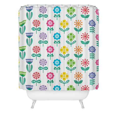 Andi Bird Garden Flowers Shower Curtain