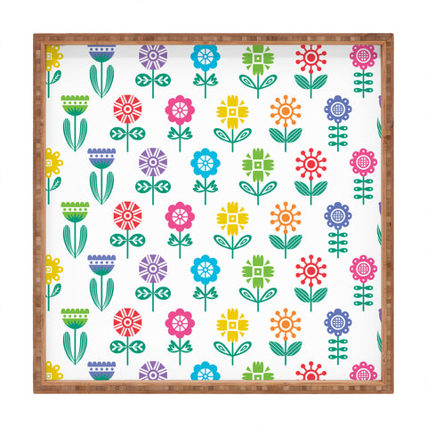 Andi Bird Garden Flowers Square Tray