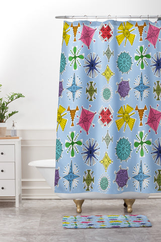 Andi Bird Geos Retro Sky Shower Curtain And Mat