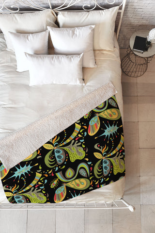 Andi Bird Goodness black Fleece Throw Blanket