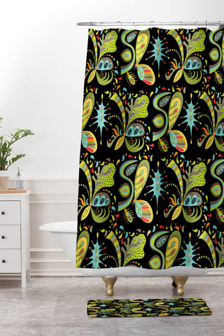 Andi Bird Goodness black Shower Curtain And Mat
