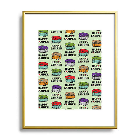 Andi Bird Happy Camper Green Metal Framed Art Print