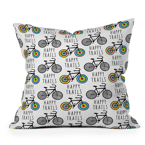 Andi Bird Happy Trails Biking Throw Pillow