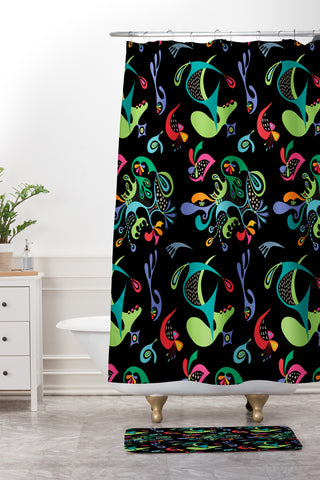 Andi Bird Justice black Shower Curtain And Mat