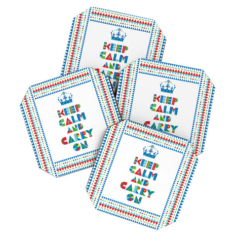 Andi Bird Keep Calm And Carry On Coaster Set