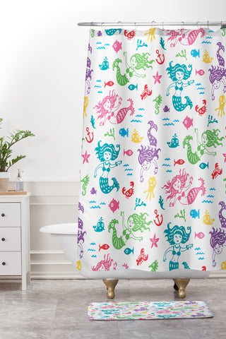 Andi Bird Merry Mermaids Shower Curtain And Mat