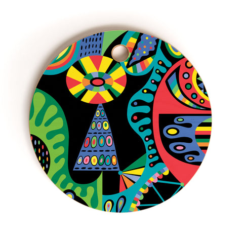 Andi Bird Mojo Black Cutting Board Round