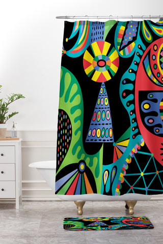 Andi Bird Mojo Black Shower Curtain And Mat