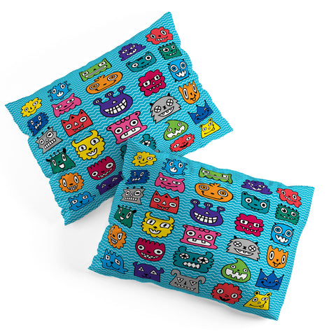 Andi Bird Monster Mash Blue Pillow Shams