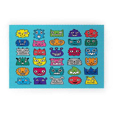 Andi Bird Monster Mash Blue Welcome Mat