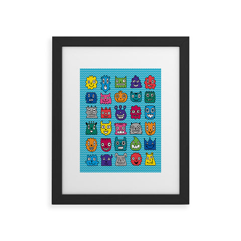 Andi Bird Monster Mash Blue Framed Art Print
