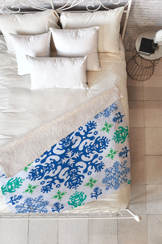 Andi Bird Monstrous Blue Fleece Throw Blanket