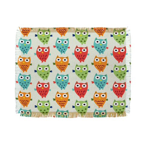 Andi Bird Owl Fun Throw Blanket