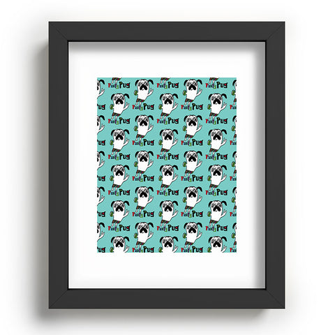 Andi Bird Party Pug Aqua Recessed Framing Rectangle