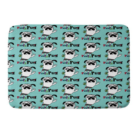 Andi Bird Party Pug Aqua Memory Foam Bath Mat