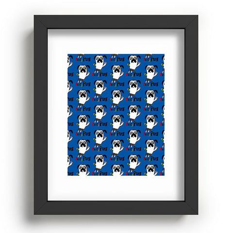 Andi Bird Party Pug Blue Recessed Framing Rectangle
