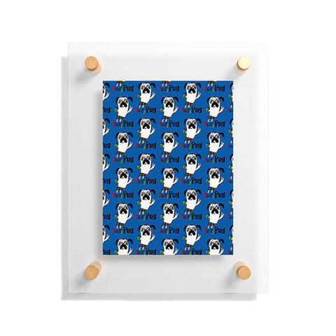 Andi Bird Party Pug Blue Floating Acrylic Print