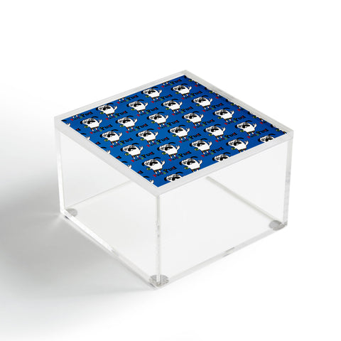 Andi Bird Party Pug Blue Acrylic Box