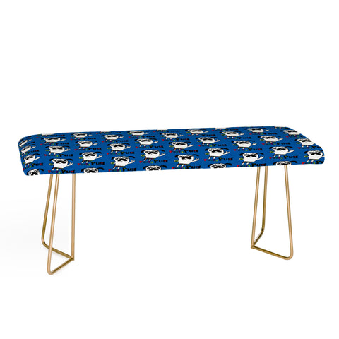 Andi Bird Party Pug Blue Bench