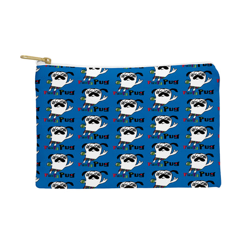 Andi Bird Party Pug Blue Pouch