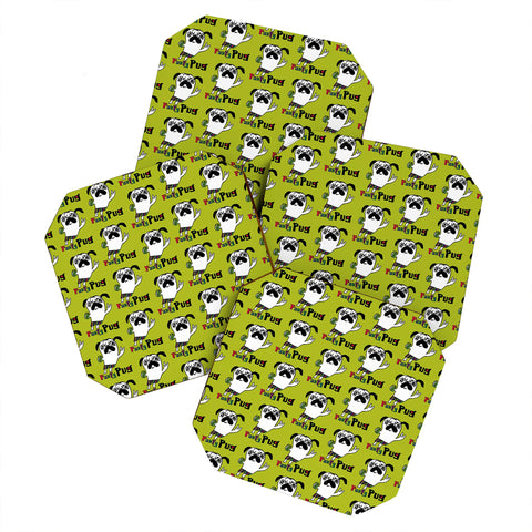 Andi Bird Party Pug Chartreuse Coaster Set
