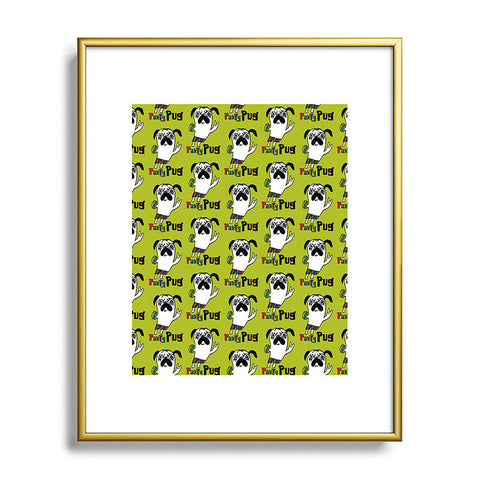 Andi Bird Party Pug Chartreuse Metal Framed Art Print